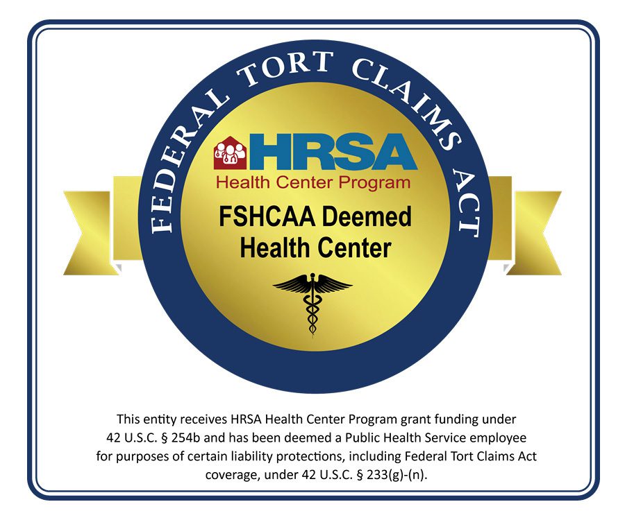 Insignia: Ley Federal de Reclamos por Agravio - Programa de Centro de Salud HRSA - Centro de Salud Considerado por FSHCAA